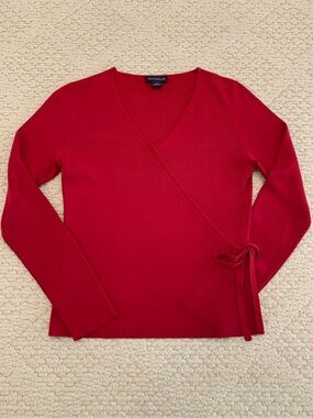 Ann Taylor Burgundy Faux Wrap Sweater. Size S. 100% Silk. Great Condition.